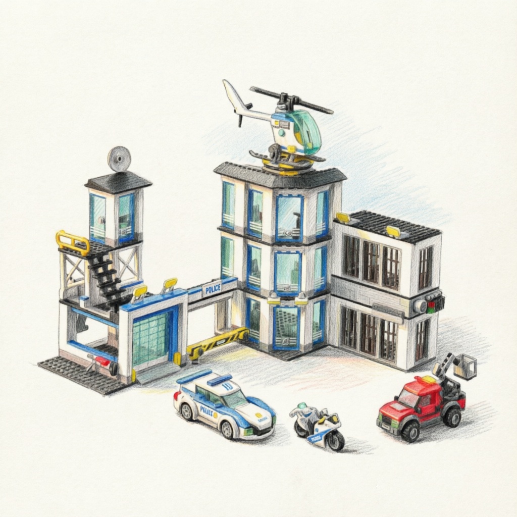 Lego Set Creator - Özel Polis Karakolu Askeri Bina Şehir