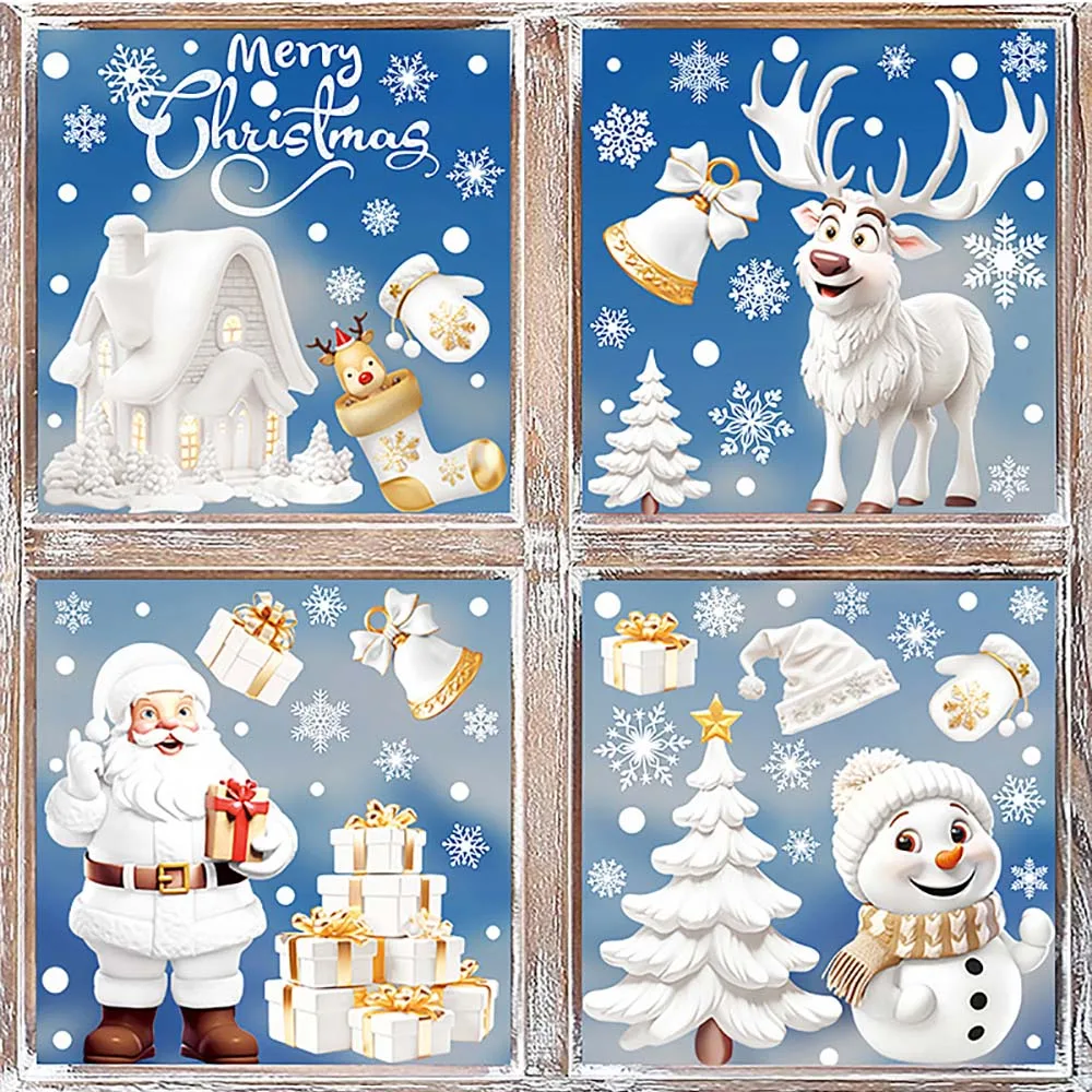 Snowflake Window Decal - 9 adet/takım Noel pencere çıkartmaları Noel